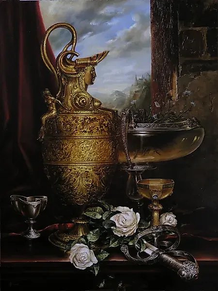 Still Life with a Golden Vase canvas/oil