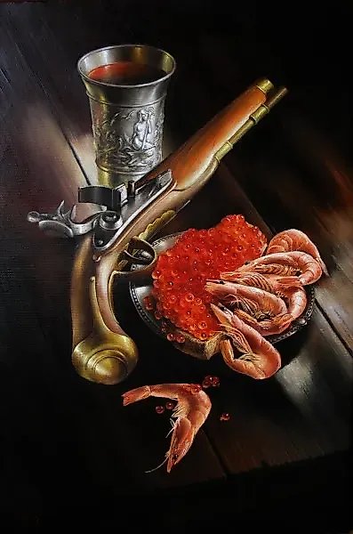 Still Life with Red Caviar canvas/oil