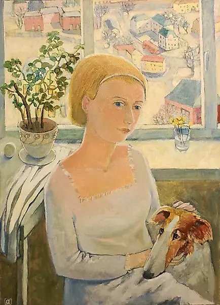 Girl with a Dog oil, canvas