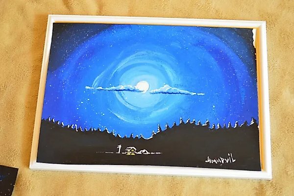 Serene Night watercolor paper, gouache