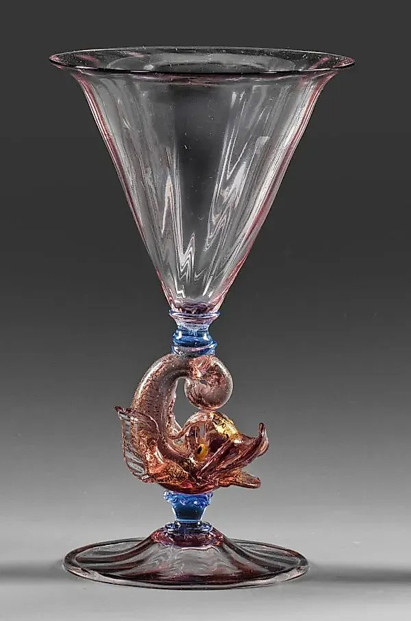 Purple and light blue Murano glass goblet
