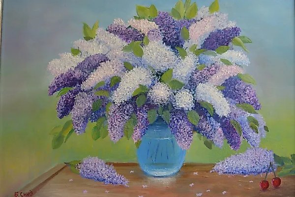 Delicate lilac canvas oil