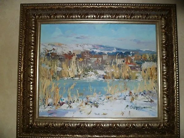 Winter landscape, oil, canvas