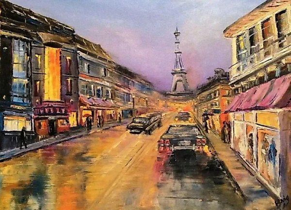 City, oil, canvas on cardboard