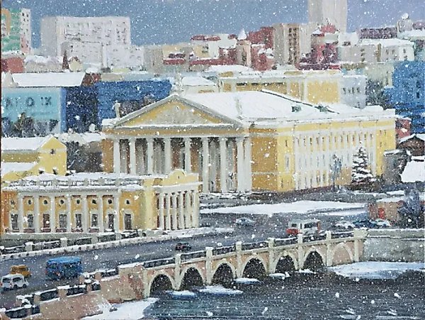 First Snow, oil on canvas.