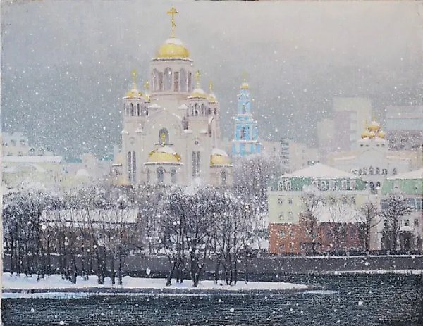 Yekaterinburg. Snowfall. Oil on canvas.