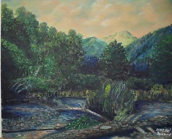 Архыз(Горный пейзаж) масло,холст на картоне