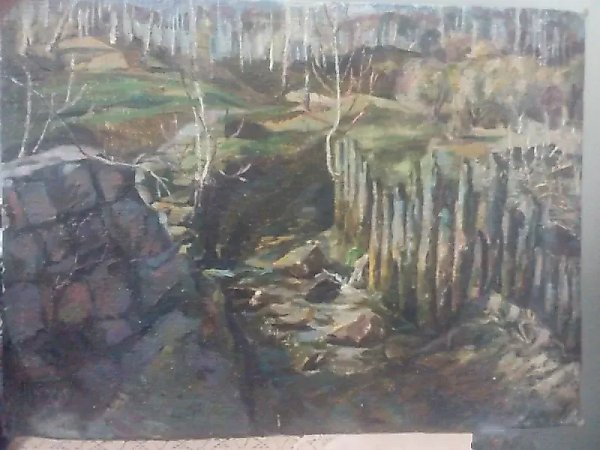 Старая запруда. холст на картоне.масло