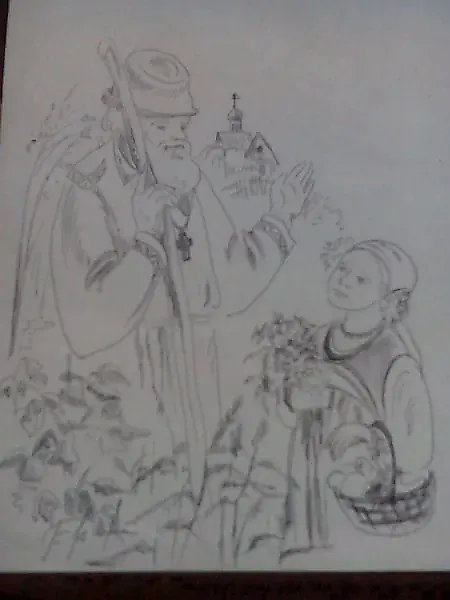 Illustration for the story "Published in the newspaper 'Blagovest'" 2005, graphic