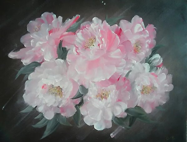 Peonies, oil on canvas
