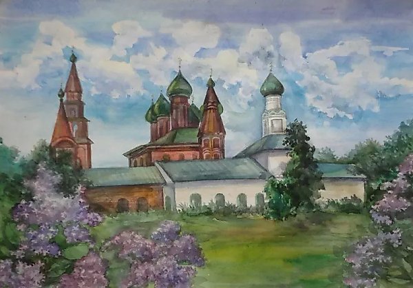 Церковь Николы Мокрого. г.Ярославль. акварель, бумага