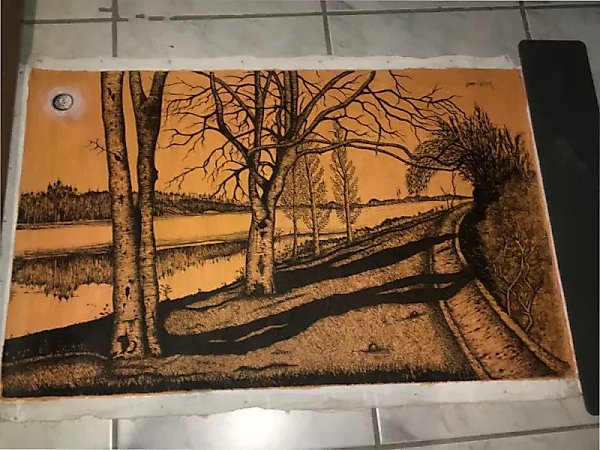 El paisaje акварель/холст/чернила