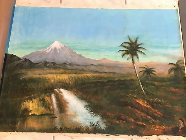 Replica of the painting "Visrta del cotopaxi" by Frederic Edwin Church, canvas/oil