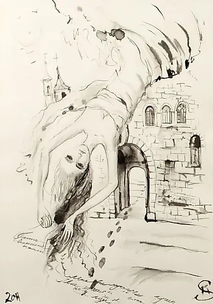 Первый снег (First snow) бумага, тушь (paper, ink)
