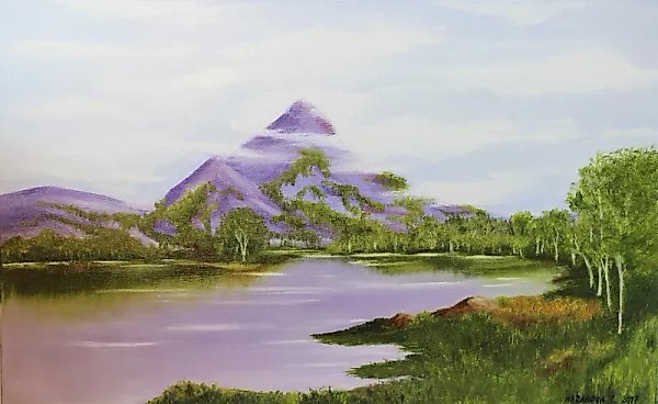 Mountain in the Mist Canvas, oil