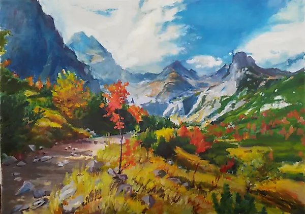 Австрийские горы масло холст