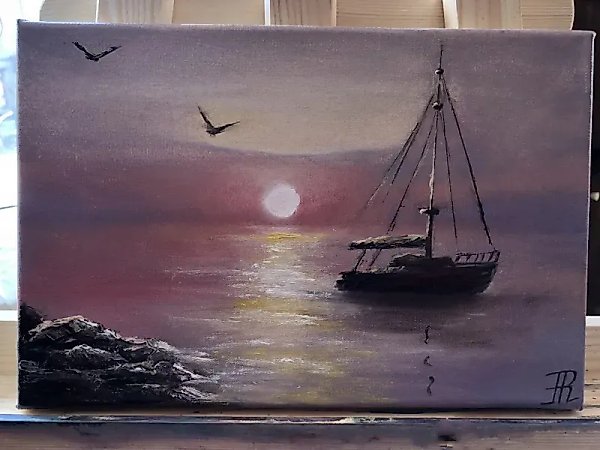 At sunset, canvas, oil