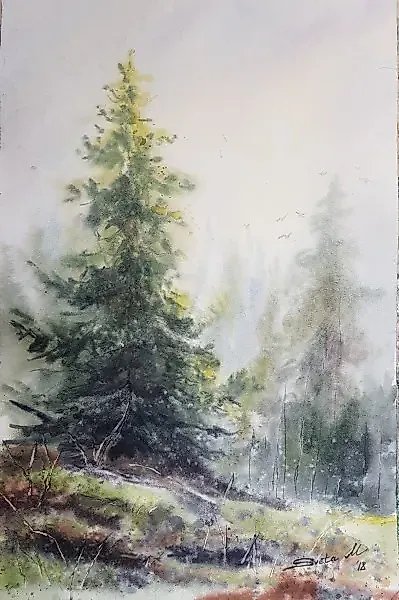 Утро Акварель