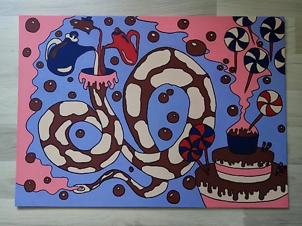 Chocolate Python Acrylic, cardboard