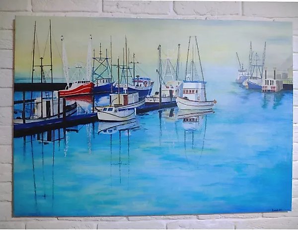 Morning at the Pier  
Acrylic on canvas