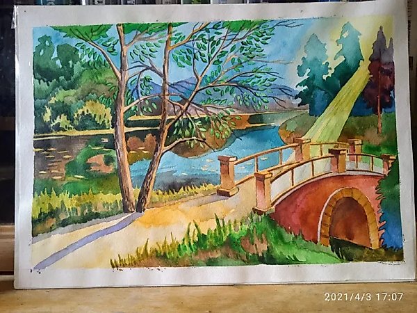 Autumn in the park, watercolor, paper