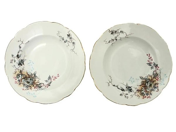 Antique Russian porcelain plates by Kuznetsov