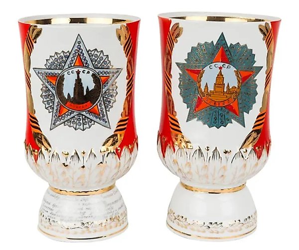 ПАРА РУССКИХ ПАМЯТНЫХ ФАРФОРОВЫХ ВАЗ