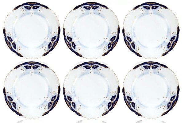 Set of porcelain plates from the Kuznetsov factory, Moscow, 1889–1917.