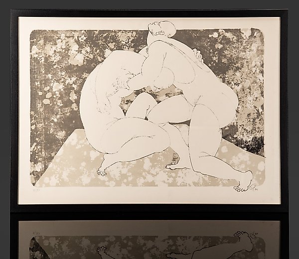 Графическая работа «Борцы» (литография с прорисовкой), Америго Тот, 1974