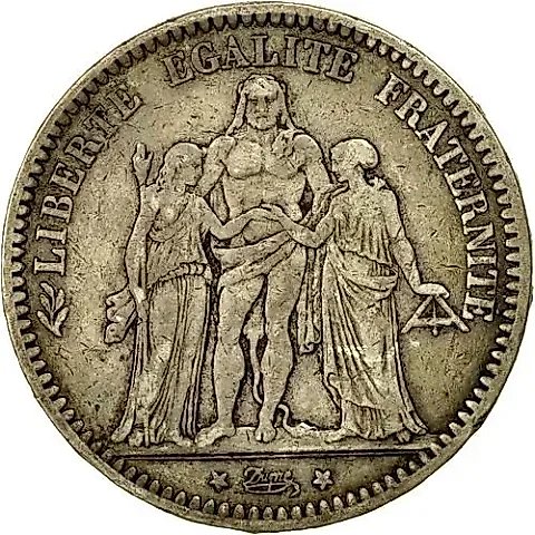 5 Francs 1871, A, Hercules [France] — 1