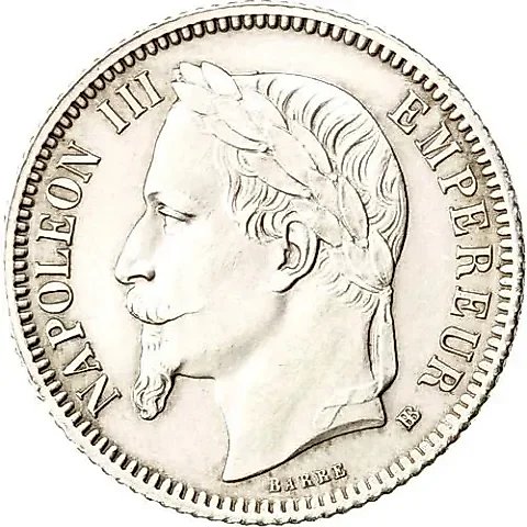 1 франк 1866, BB, знак монетного двора: "BB" - Страсбург [Франция] — 1