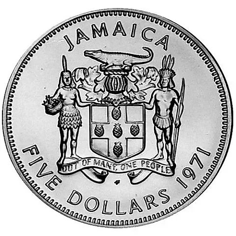 5 Dollars 1971, First Prime Minister of Jamaica - Norman Manley [Jamaica] Proof — 1