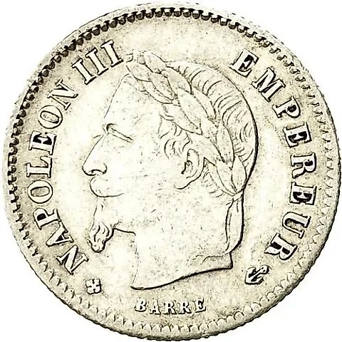 20 сантимов 1867, BB, знак монетного двора: "BB" - Страсбург [Франция] — 1