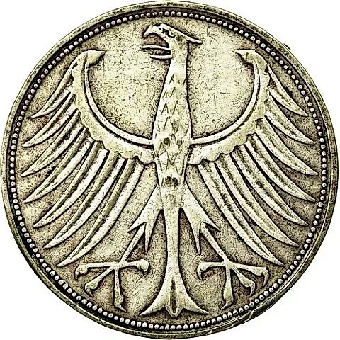 5 Marks 1951, F, Mint Mark: "F" - Stuttgart [Germany / FRG] — 1