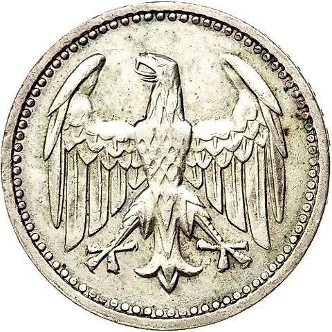 3 марки 1924, F, знак монетного двора "F" — Штутгарт [Германия] — 1