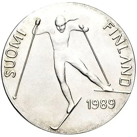 100 Markkaa 1989, Skiing [Finland] — 1