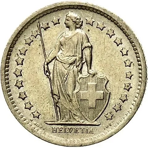 1/2 Franc 1968, B, Mint Mark [Switzerland] — 1