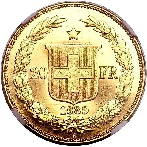 20 Francs 1889, B [Switzerland] — 1