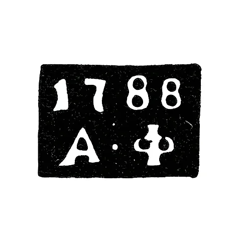 Клеймо неизвестного пробирного мастера Москвы - инициалы "А-Ф" - 1788 г.