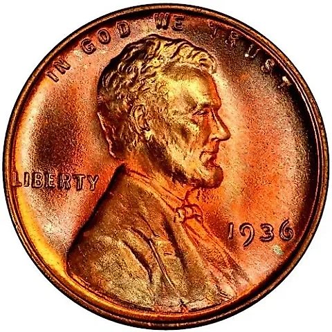 1 цент 1936, без обозначения монетного двора [США] — 2
