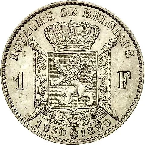 1 Franc 1880, 50 Years of Independence [Belgium] — 2