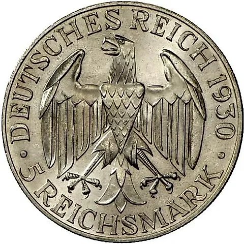 5 Reichsmarks 1930, F, Zeppelin [Germany] — 1