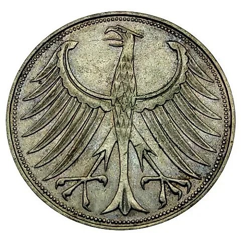 5 Marks 1959, D, Mint Mark: "D" - Munich [Germany / FRG] — 1