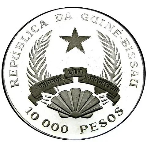 10000 песо 1993, стегозавр [Гвинея-Бисау / Гвинея] Proof — 1