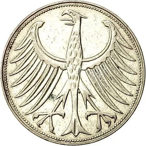 5 марок 1956, F, знак монетного двора: "F" - Штутгарт [Германия / ФРГ] — 1
