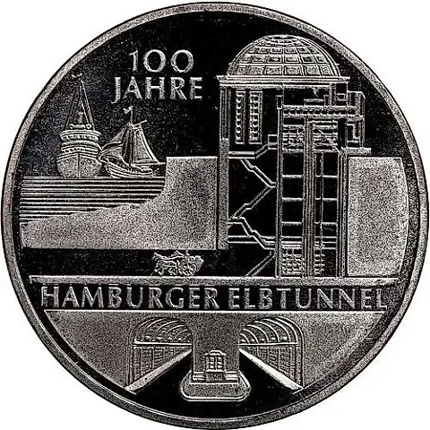 10 euro 2011, J, Elbe Tunnel [Germany] — 1