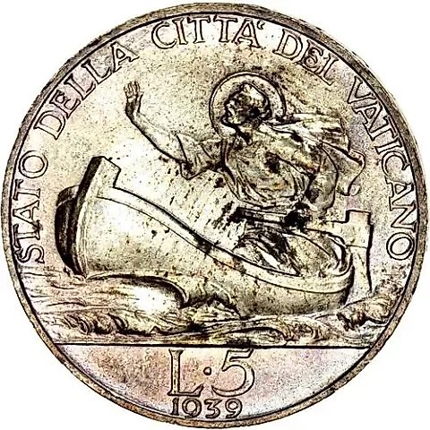 5 лир 1939 [Ватикан] — 2