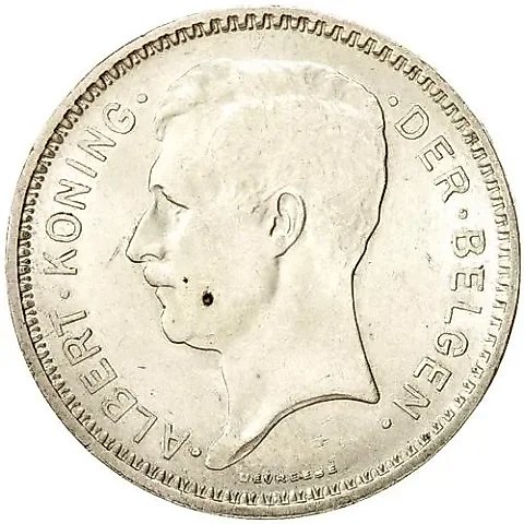 20 Francs 1933, Dutch Inscription - 'ALBERT KONING DER BELGEN' [Belgium] — 1