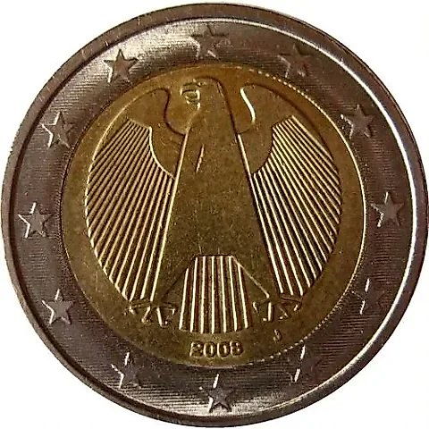 2 Euro 2008, J, Regular Issue Germany, Mint Mark: "J" - Hamburg [Germany] — 1