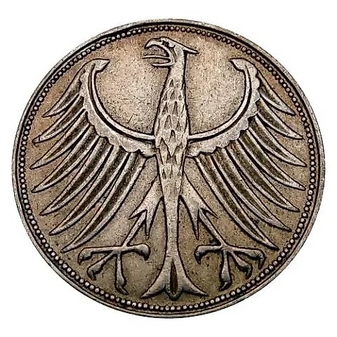 5 Marks 1961, D, Mint Mark: "D" - Munich [Germany / FRG] — 1